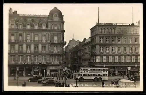 AK Berlin, Cafe u. d. Linden, Unter den Linden Ecke Friedrichstrasse