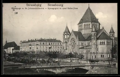 AK Strasbourg, Synagogue et quai Saint-Jean