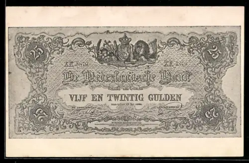 AK Niederlande, Geldschein über fünfundzwanzig Gulden