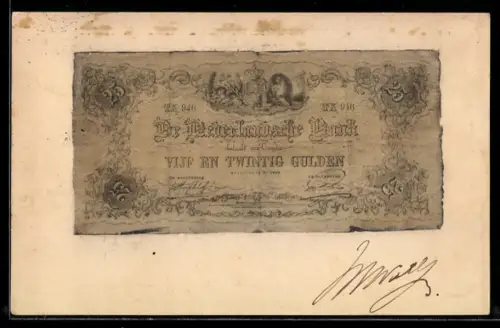 AK Niederlande, Geldschein über fünfundzwanzig Gulden