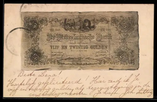 AK De Nederlandsche Bank, Vijf en Twintig Gulden, 25 Gulden Geldschein