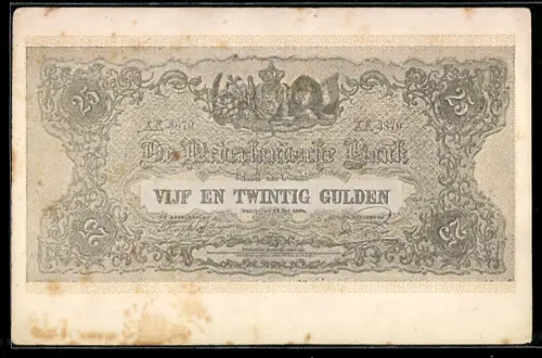AK Niederlande, Geldschein über zwanzig Gulden