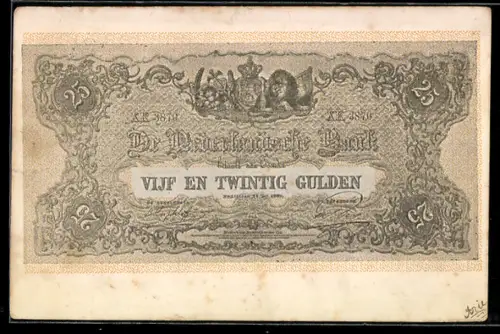 AK Niederlande, Geldschein über zwanzig Gulden