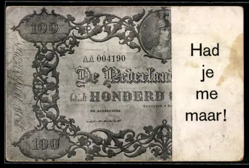 AK Niederlande, Geldschein über einhundert Gulden