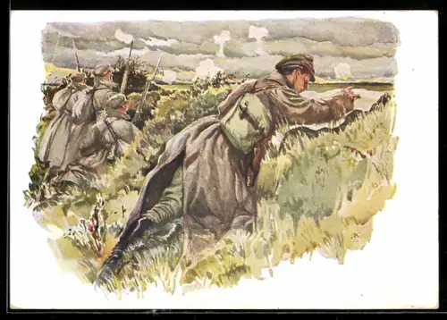 AK Rotarmisten beim Manöver im Schützengraben