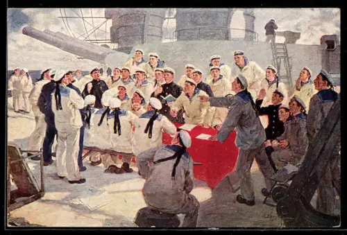 AK Unterschreiben der Übereinkunft der Sowjetmatrosen für den Sozialistischen Wettbewerb