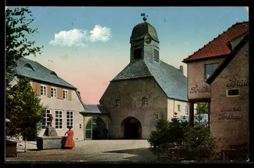 AK Leipzig, Internationale Baufachausstellung mit Sonderausstellungen 1913, Dorfkirche und Schule