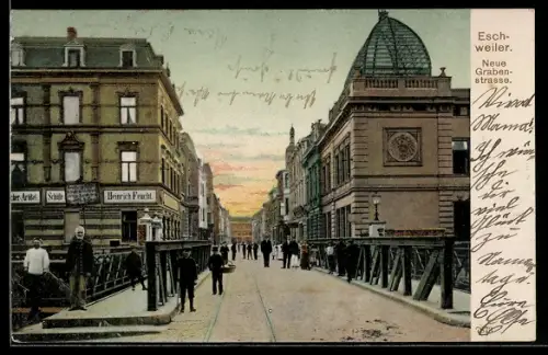AK Eschweiler, Neue Grabenstrasse, Geschäft Heinrich Feucht