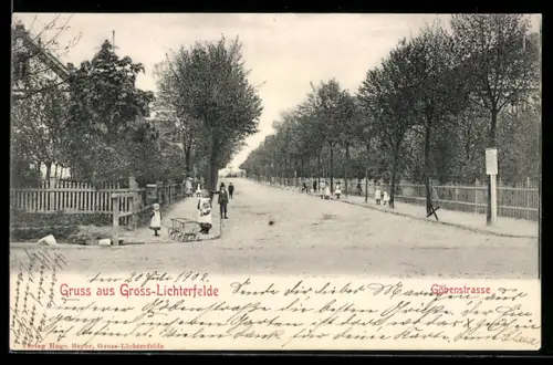 AK Berlin-Gross-Lichterfelde, Göbenstrasse, Allee mit Passanten