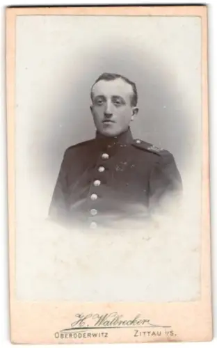 Fotografie H. Walbrecker, Oberoderwitz, Soldat vom Inf.-Regiment Nr. 102 in Uniform