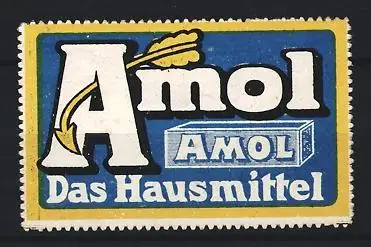 Reklamemarke Amol, Kräftigungspräparat, Pfeil und Packung