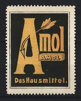Reklamemarke Amol, Kräftigungspräparat, Grosses A mit Pfeil und Blatt