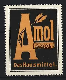 Reklamemarke Amol, Kräftigungspräparat, Grosser Buchstabe A, orange