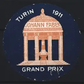 Reklamemarke Turin, Johann Faber, Stifte, Pavillon 1911