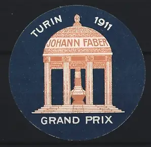 Reklamemarke Turin, Johann Faber, Schreibutensilien, Pavillon