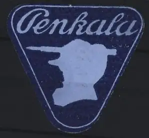 Reklamemarke Penkala, Schreibutensilien, Silhouette eines Kopfes mit Füllfederhalter