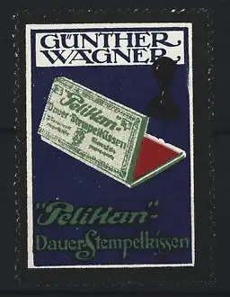 Reklamemarke Günther Wagner, Pelikan Stempelkissen, Stempelkissen mit Stempel