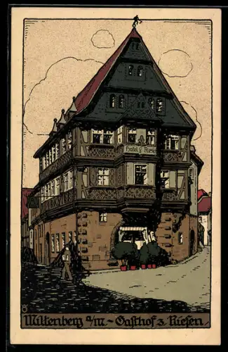 Steindruck-AK Miltenberg, Gasthaus zum Riesen