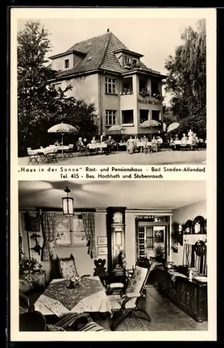 AK Bad Sooden-Allendorf, Hotel und Pensionshaus Haus in der Sonne mit Innenansicht