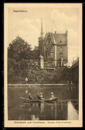 AK Saarbrücken, Schlosscafe und Konditorei Fritz Friederichs