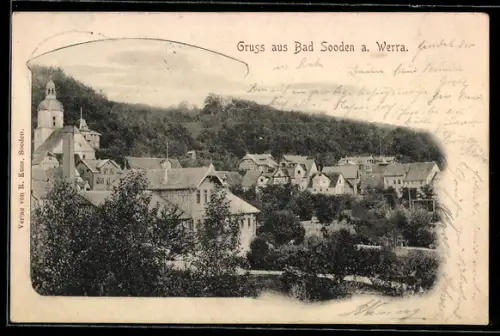 AK Bad Sooden a. Werra, Ortsansicht mit Kirche und Fachwerkhäusern