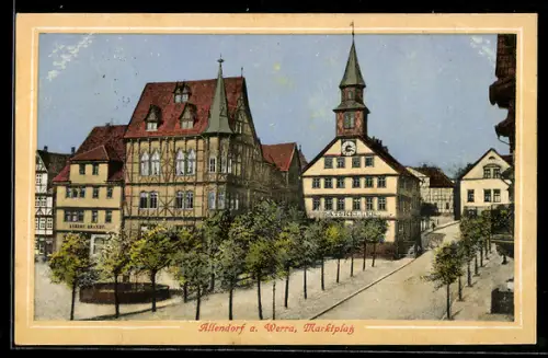 AK Allendorf a. Werra, Marktplatz mit Brunnen, Rathaus u. Ratskeller