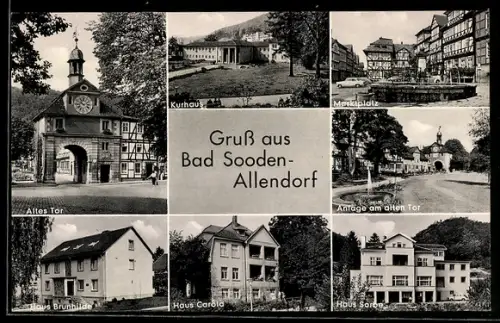 AK Bad Sooden-Allendorf, Haus Brunhilde, Altes Tor, Kurhaus, Marktplatz