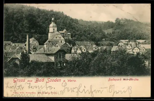 AK Bad Sooden a. Werra, Badepark mit Kirche