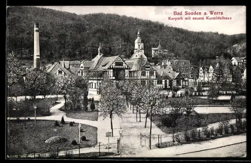 AK Bad Sooden a. Werra, Kurpark mit neuem Kurmittelhaus