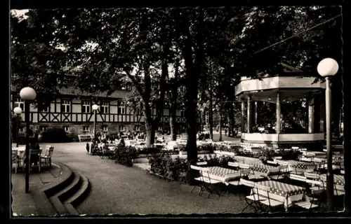 AK Bad Sooden-Allendorf, Kurpark, Partie mit Musikpavillon, Gartenlokal