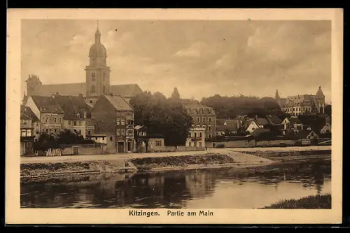 AK Kitzingen, Partie am Main, Ortspanorama