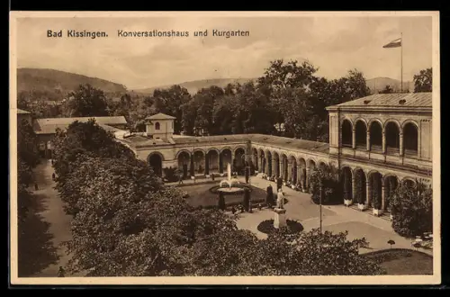 AK Bad Kissingen, Konversationshaus und Kurgarten aus der Vogelschau
