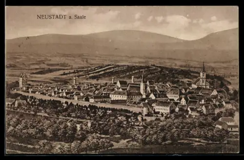 AK Neustadt a. Saale, Gesamtansicht der Stadt aus der Vogelschau