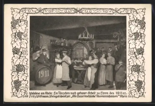 AK Bad Assmannshausen a. Rhein, Gasthaus alte Bauernschänke, Tanzende Paare