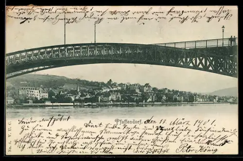 AK Pfaffendorf /Rhein, Pfaffendorfer Brücke, Ortsansicht