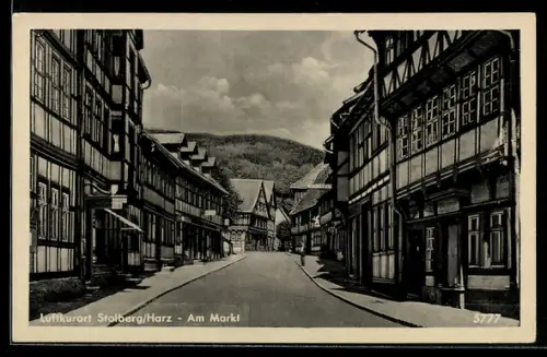AK Stolberg /Harz, Am Markt, Strassenpartie