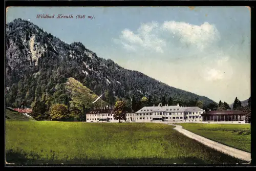 AK Wildbad Kreuth, Kurhaus vor Bergkulisse