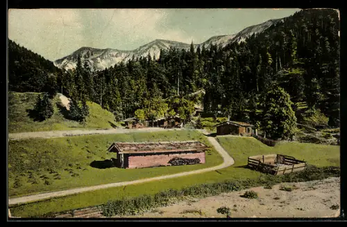 AK Siebenhütten /Wildbad Kreuth, Almhütten, Berge, Wald