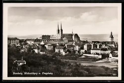AK Bamberg, Michaelsberg und Umgebung aus der Vogelschau