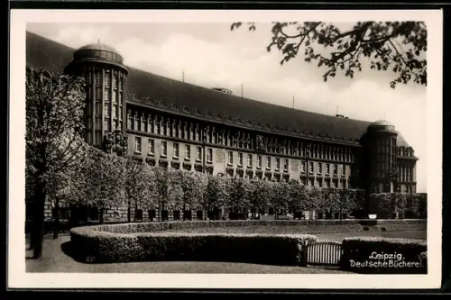 AK Leipzig, Deutsche Bücherei, Runde Hecke