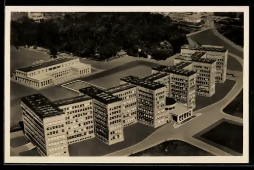 AK Frankfurt a. M., Bürohaus-Neubau J. G. Farbenindustrie AG, mit Wirtschaftsgebäude