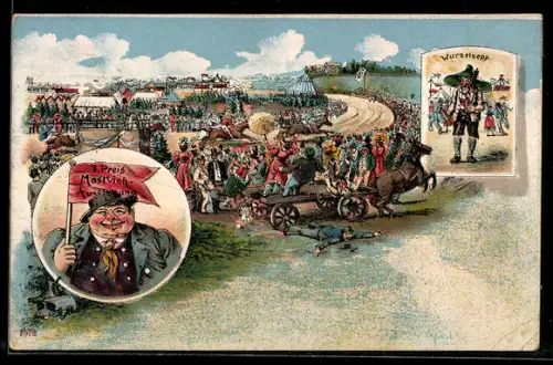 AK 1. Preis Mastvieh-Ausstellung, Wurzelsepp, Volksfest, Scherz