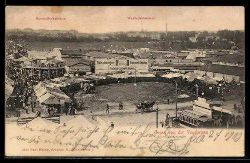 AK Dresdener Vogelwiese mit Grenadierkaserne und Waldschlösschen