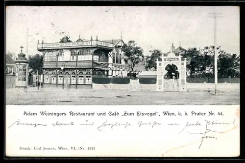 AK Wien, Adam Weiningers Restaurant zum Eisvogel auf dem Wiener Prater
