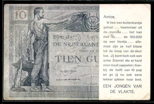 AK Niederlande, Geldschein über zehn Gulden