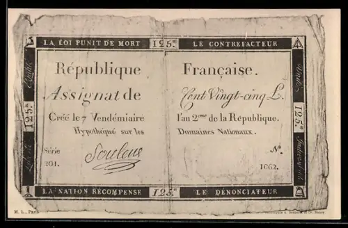 AK Geldschein über hundertfünfundzwanzig Pfund