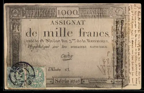 AK France, Geldschein über tausend Francs