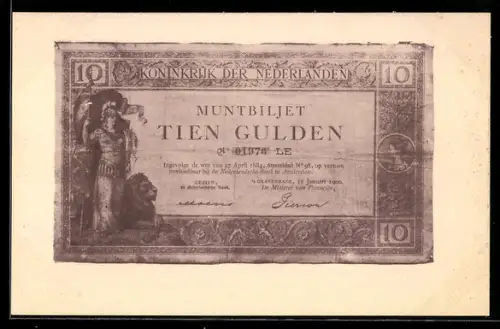 AK Niederlande, Geldschein über zehn Gulden