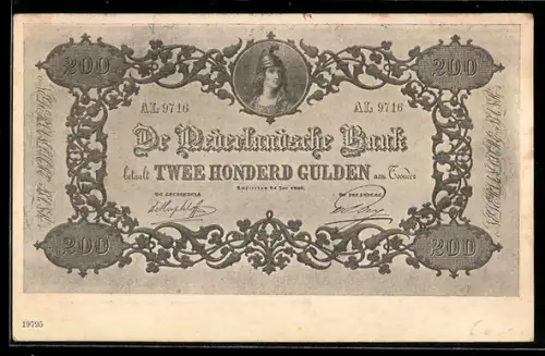 Künstler-AK Niederlande, De Nederlandsche Bank betaalt Twee Honderd Gulden