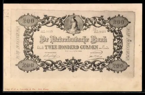AK De Nederlandsche Bank betaalt Twee Honderd Gulden aan Toonder, Geldschein